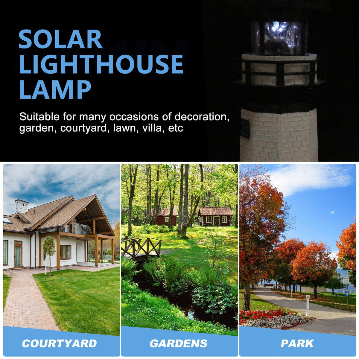 Solar Powered Lighthouse Resin LED Light G55560