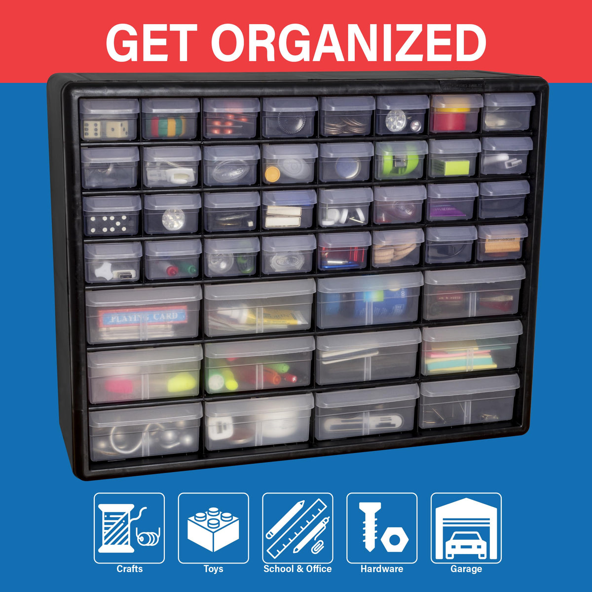 44 Drawer Black Plastic Storage Cabinet H4870
