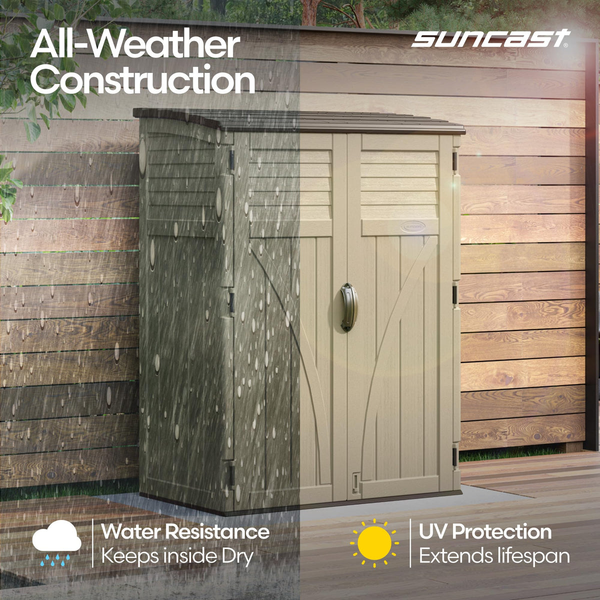 Water Resistant Resin Vertical Outdoor Storage Shed 54 cu. ft. J543182