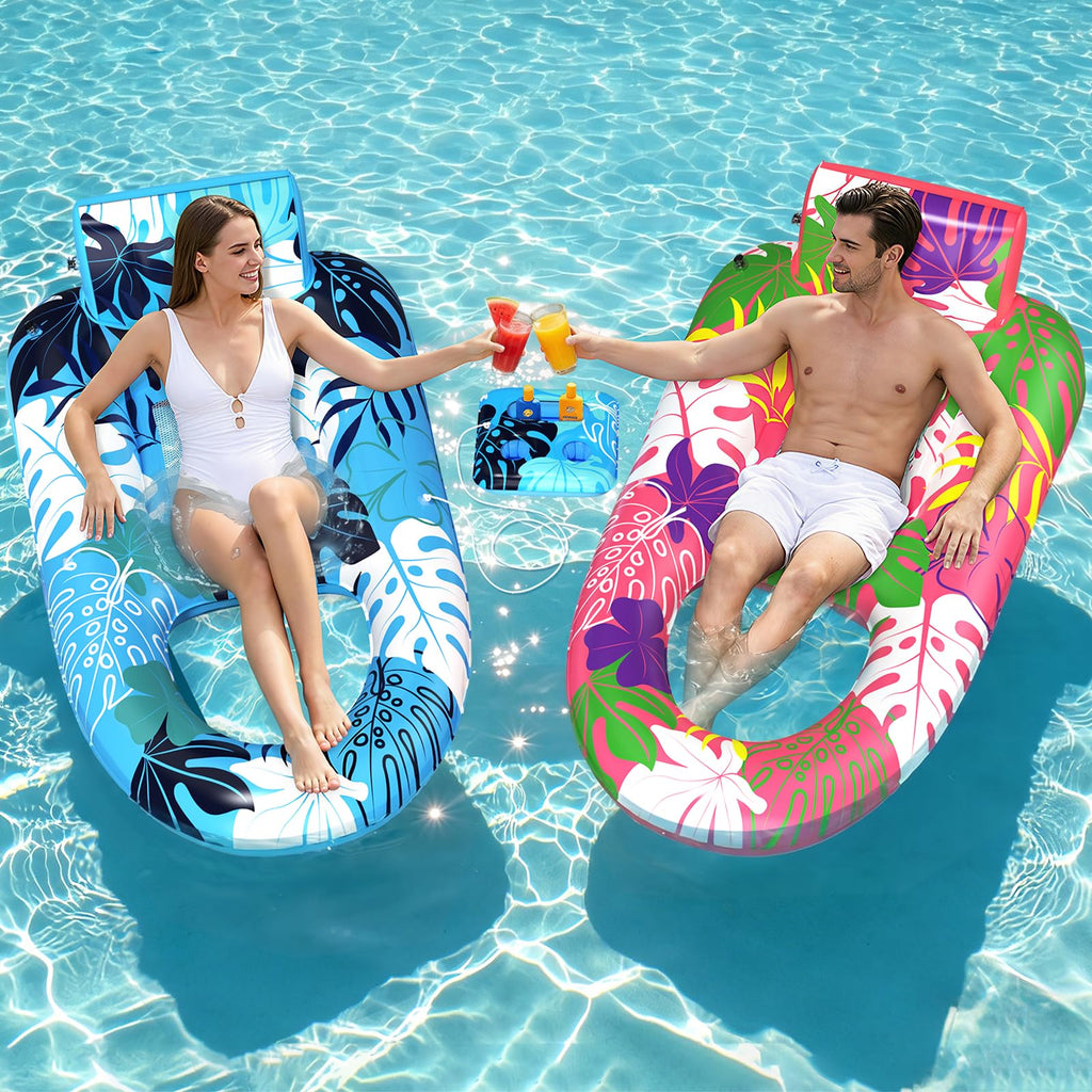 2 Pack Inflatable Pool Floats with Cup Holders J1437