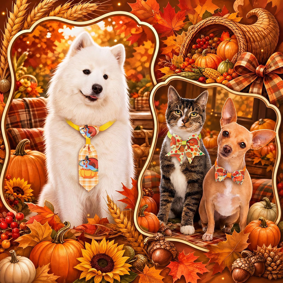 Fall Dog Bow Ties Collars 360 Pcs E7195