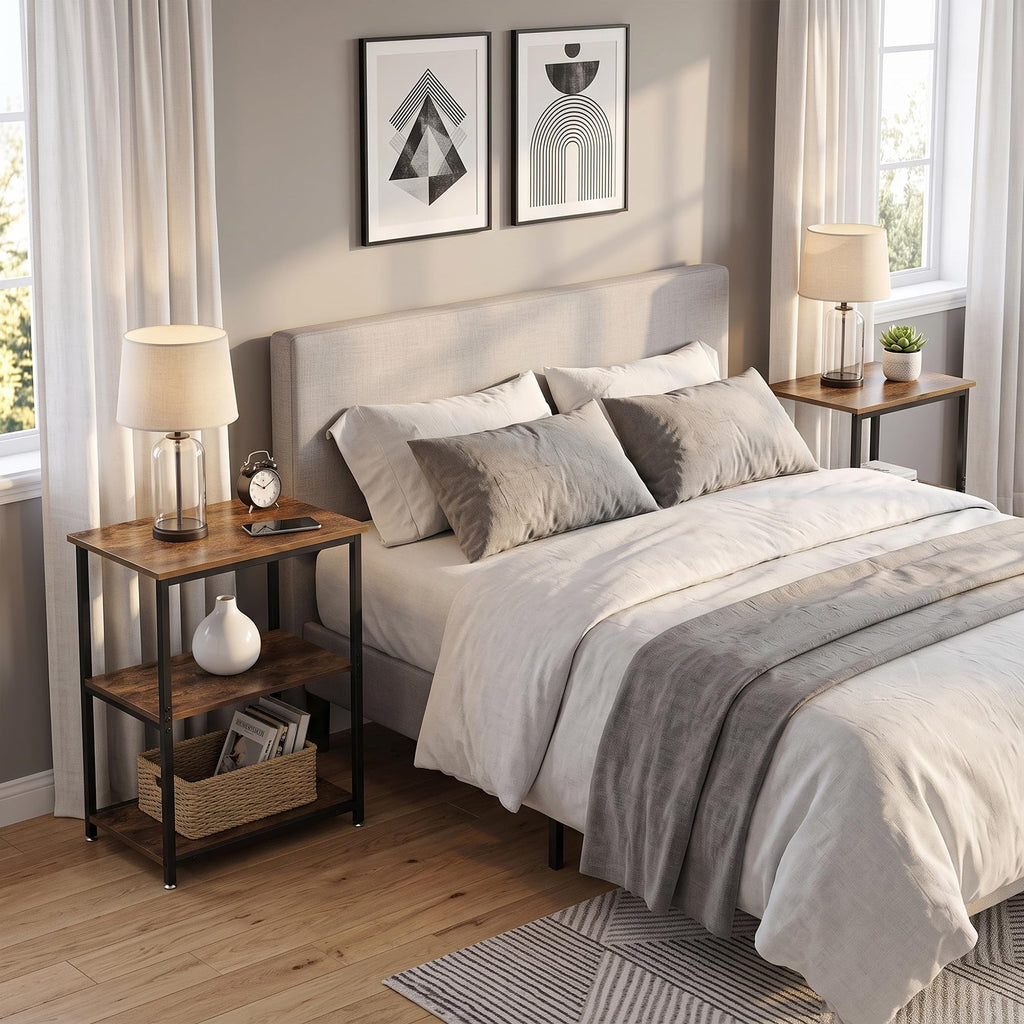 Tall End Side Table with 3-Tier Storage Shelf U791