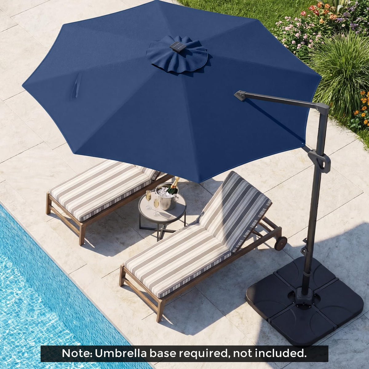 10ft Solar LED Offset Cantilever Patio Umbrella Z6661
