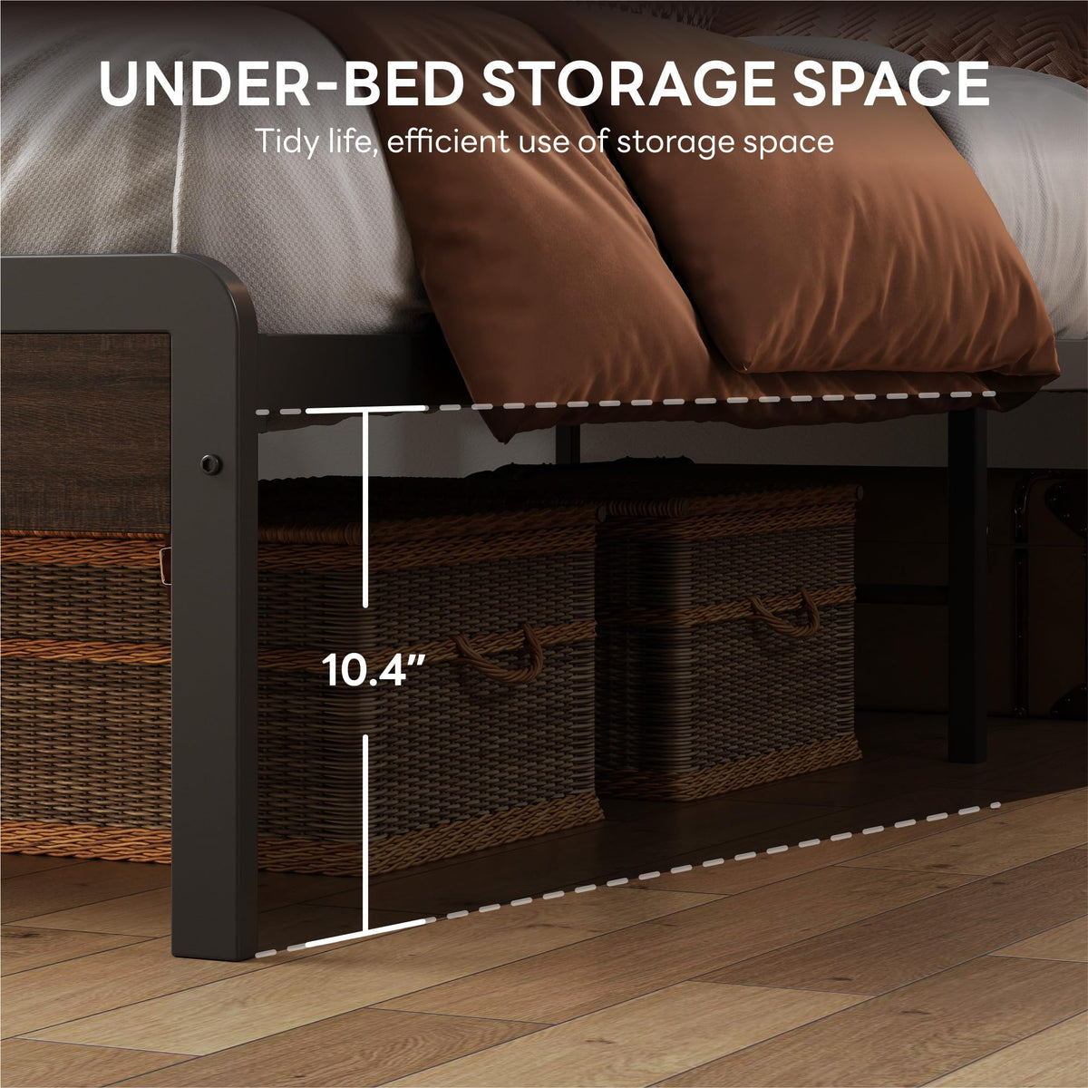 California King Bed Frames with Storage Shelf Headboard J30085