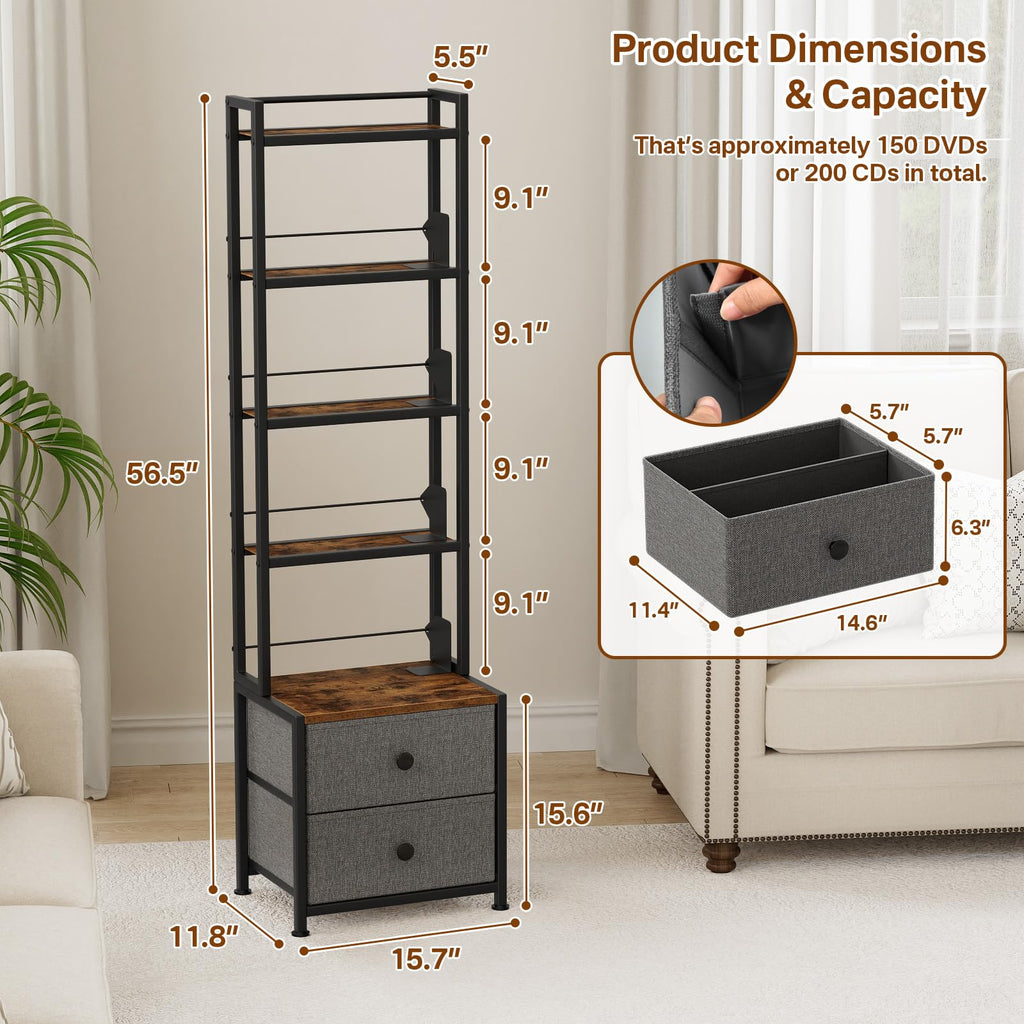 CD Storage Rack with Drawer Q572