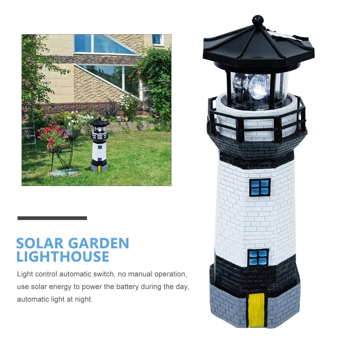 Solar Powered Lighthouse Resin LED Light G55560