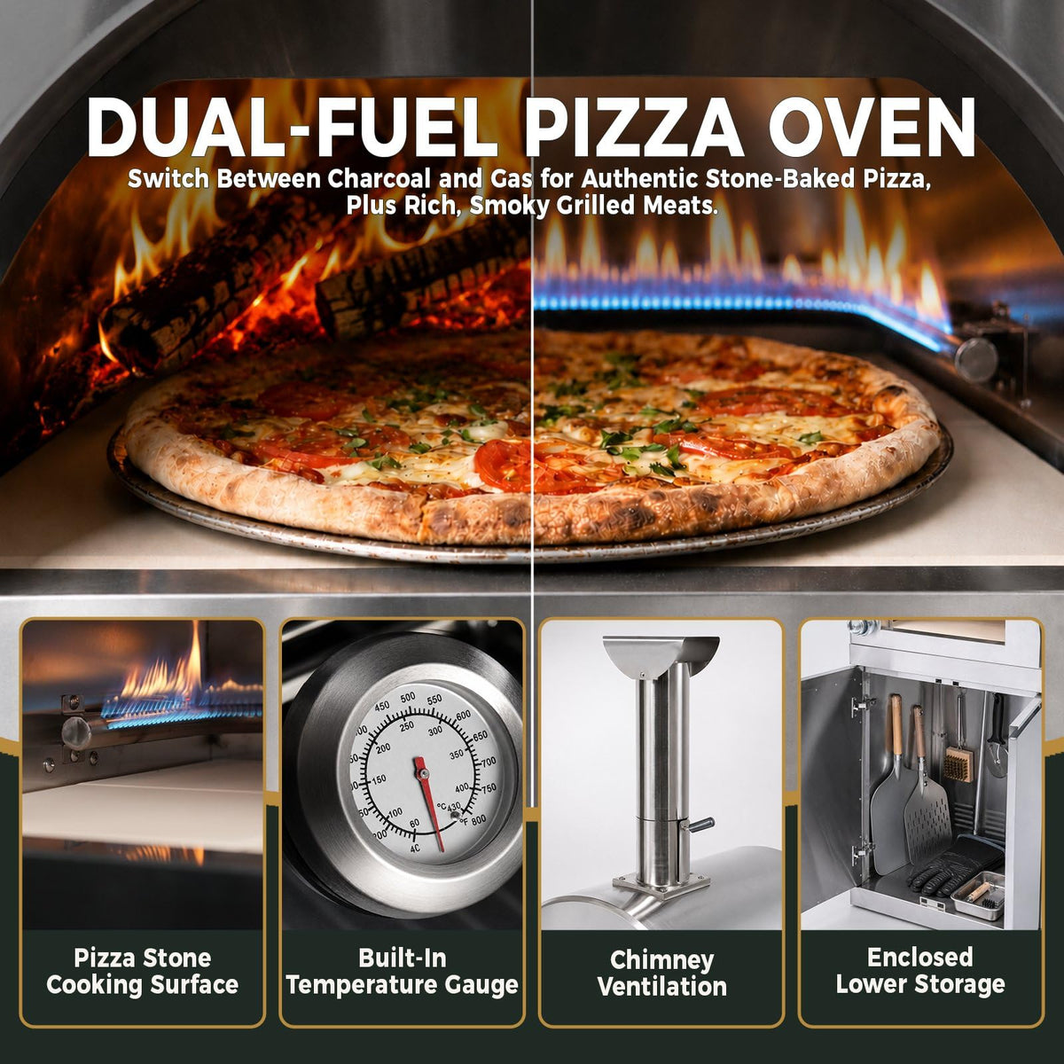 106" Propane BBQ Grill with Pizza Oven A670412
