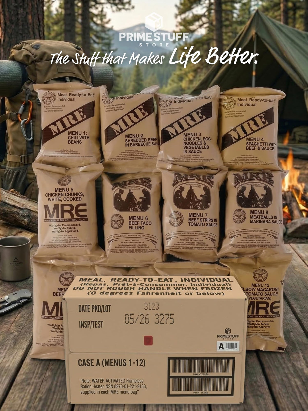 Meals Ready to Eat 12 packs with Flameless Heater Y24136