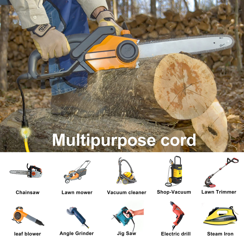 100 FT 12/3 Gauge Heavy Duty Outdoor Extension Cord Waterproof N103