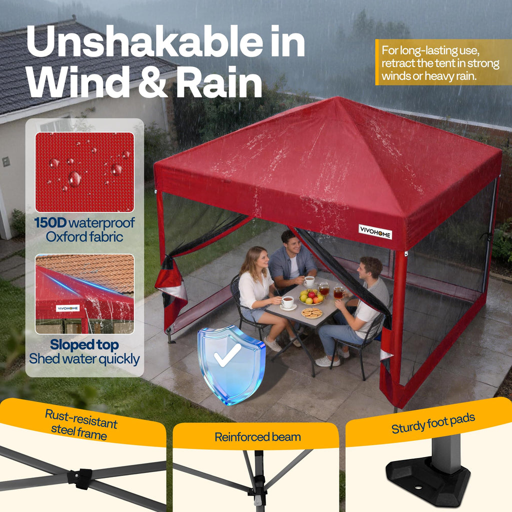 10x10ft Outdoor Screen Tent with Mosquito Netting C628414