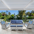 8 Piece Wicker Patio Furniture Set with Swivel Rocker Chairs and Coffee Table N9035