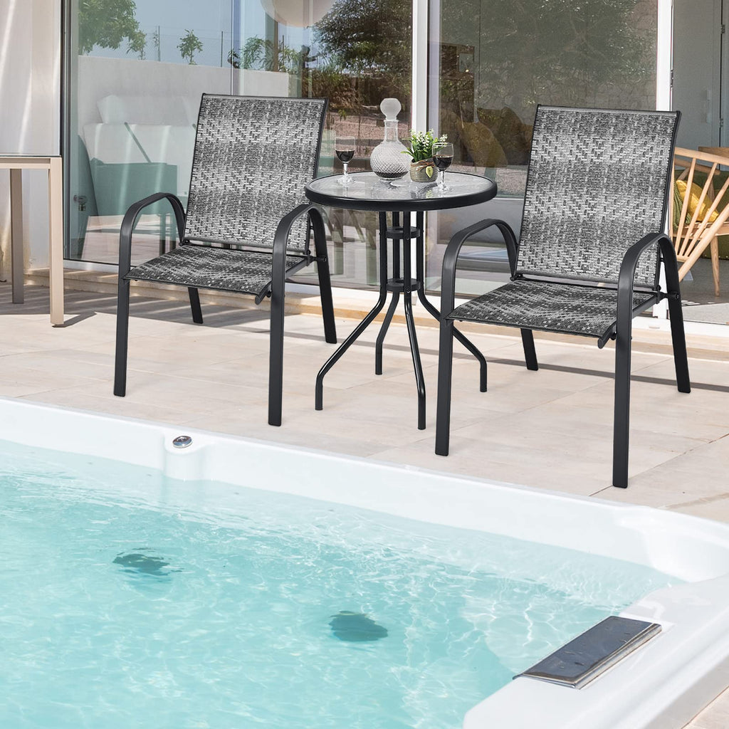 Stackable PE Wicker Patio Arm Chairs Set of 6 O18340
