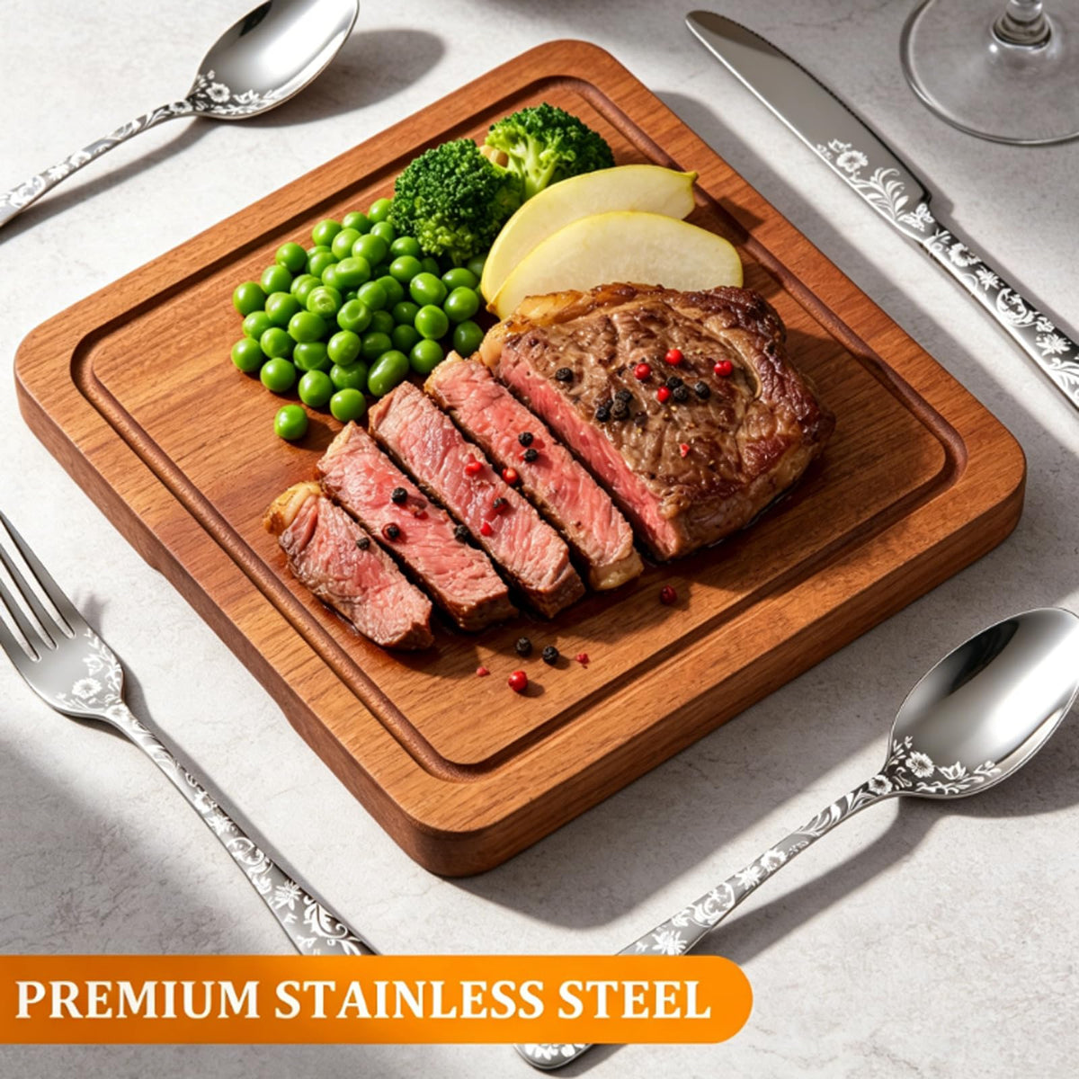 60 Piece Floral Stainless Steel Silverware Set P8741