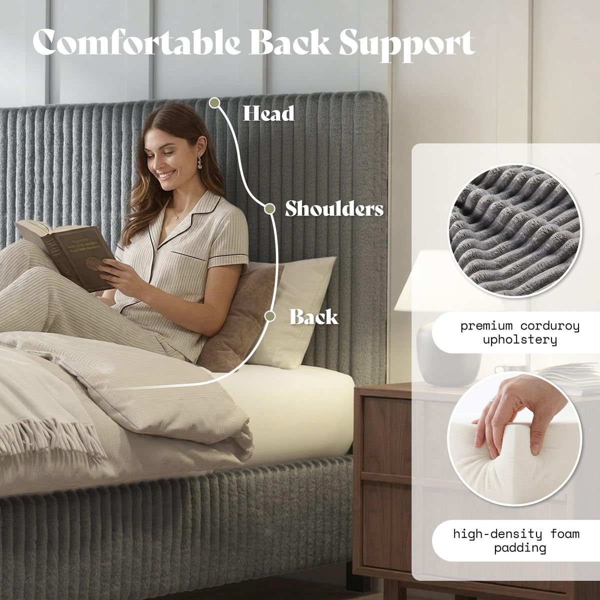 Upholstered Bed Frame with Headboard X16599