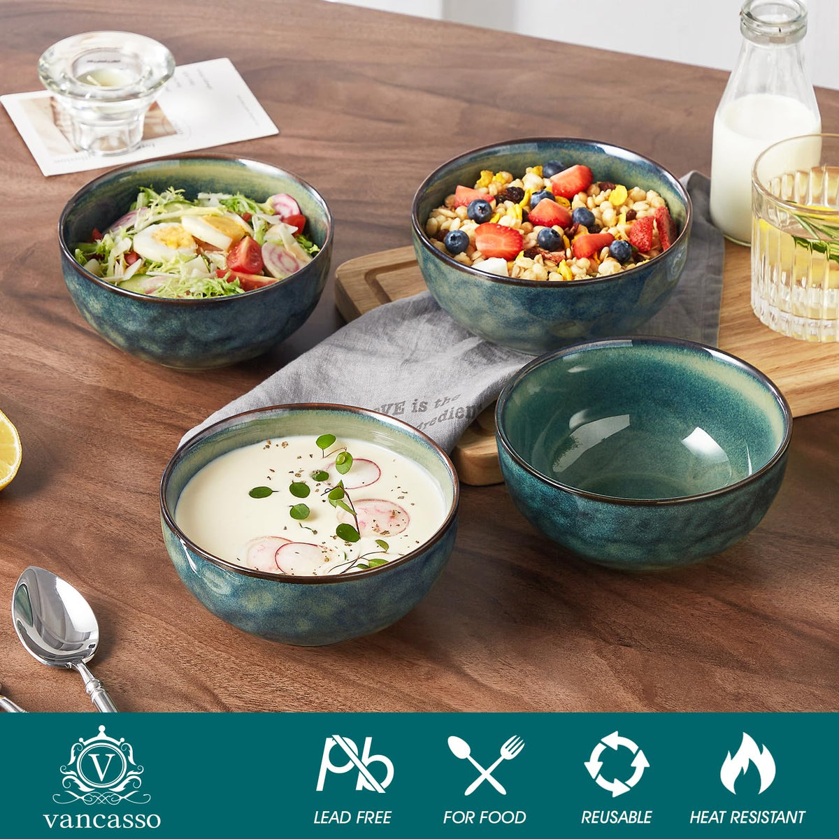 Ceramic Green Bowls Set of 4 S9639