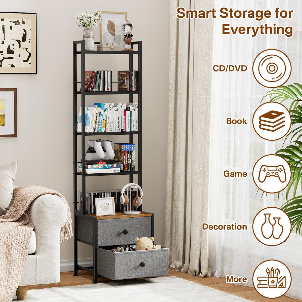 CD Storage Rack with Drawer Q572