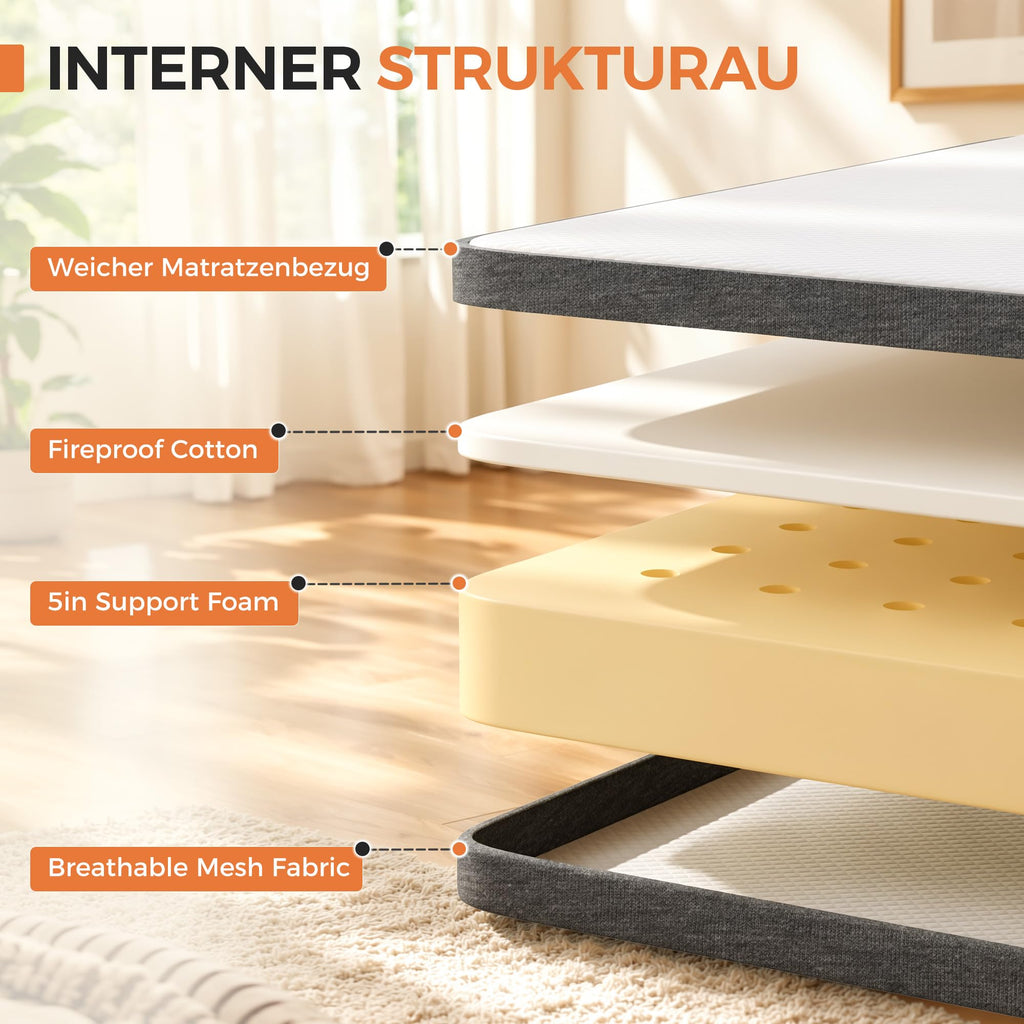 Folding Bed with Memory Foam Mattress Twin Size Metal Frame W938
