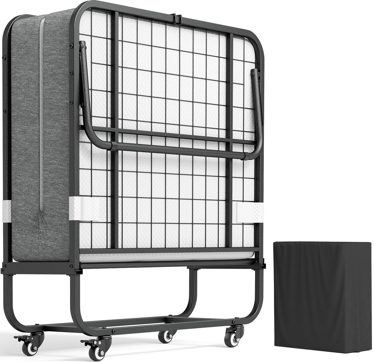 Folding Bed with Memory Foam Mattress Twin Size Metal Frame W938