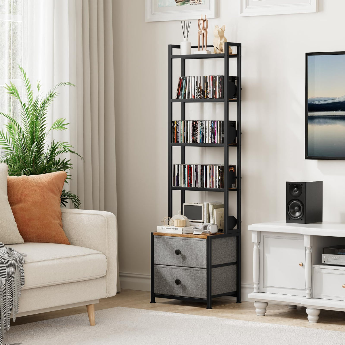 CD Storage Rack with Drawer Q572