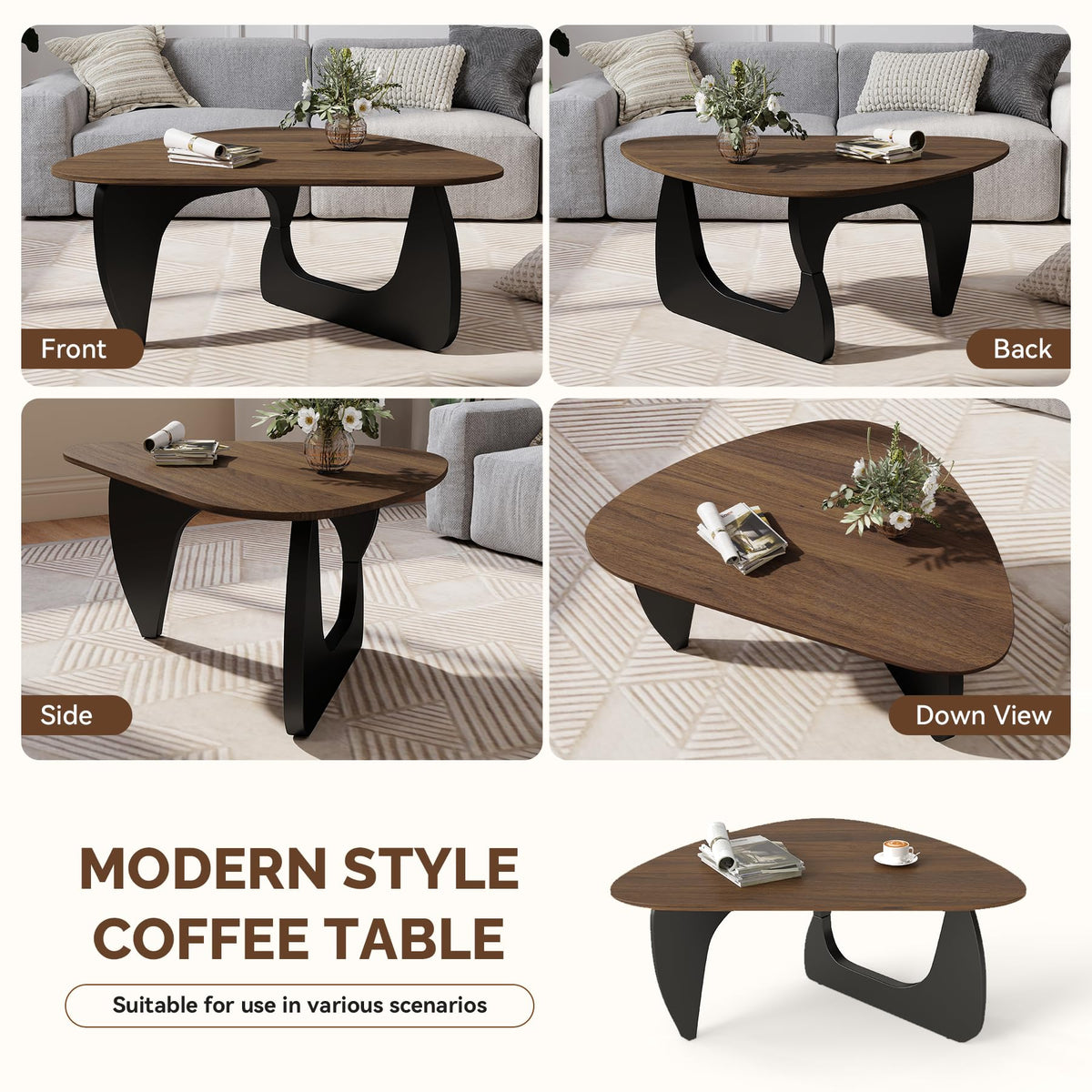 Wood Coffee Table with Wooden Top & Unique Base F5068
