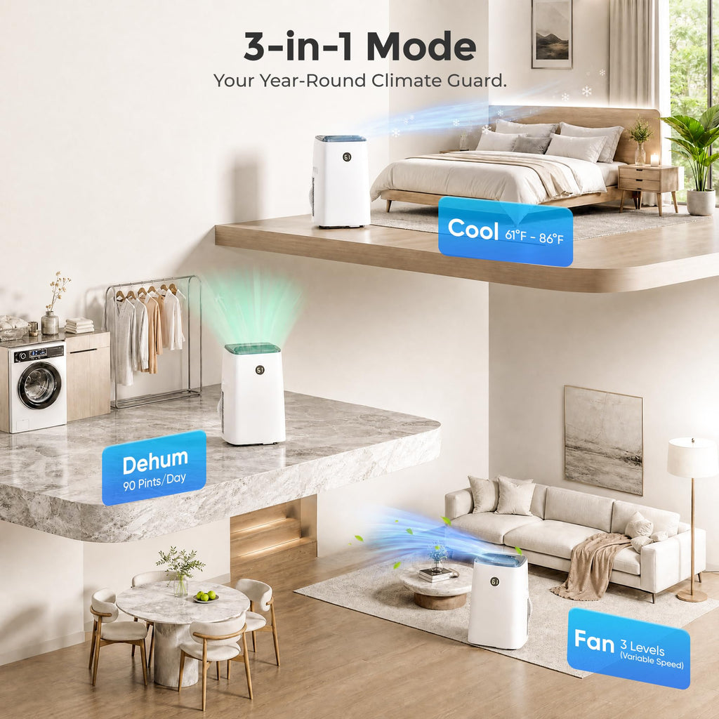 14000 BTU 3-in-1 Portable Air Conditioner with Fan, Dehumidifier, Remote G669