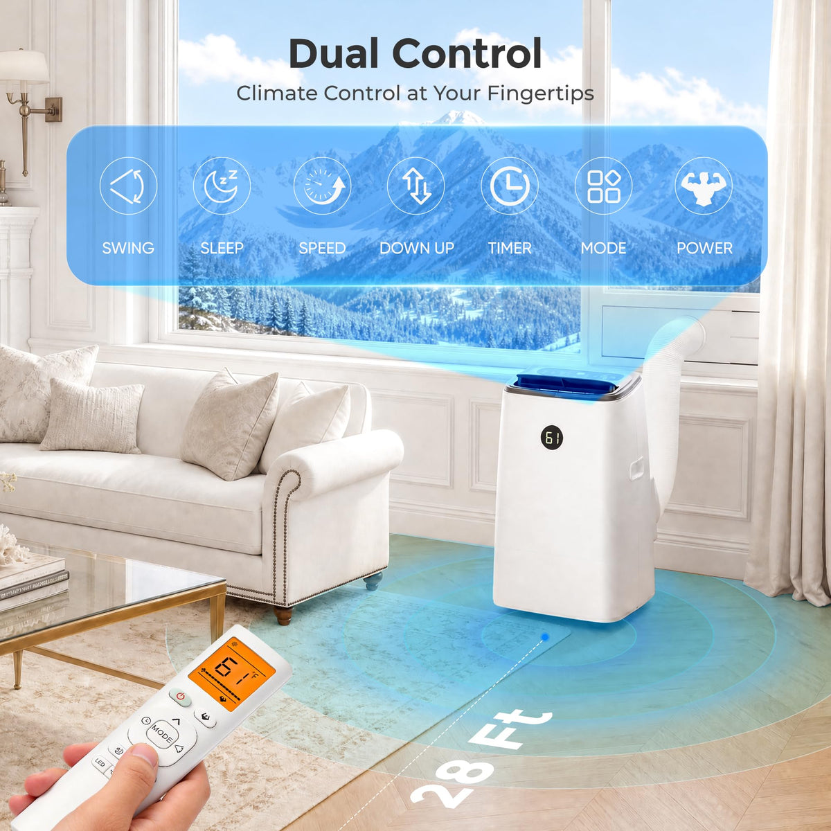 14000 BTU 3-in-1 Portable Air Conditioner with Fan, Dehumidifier, Remote G669