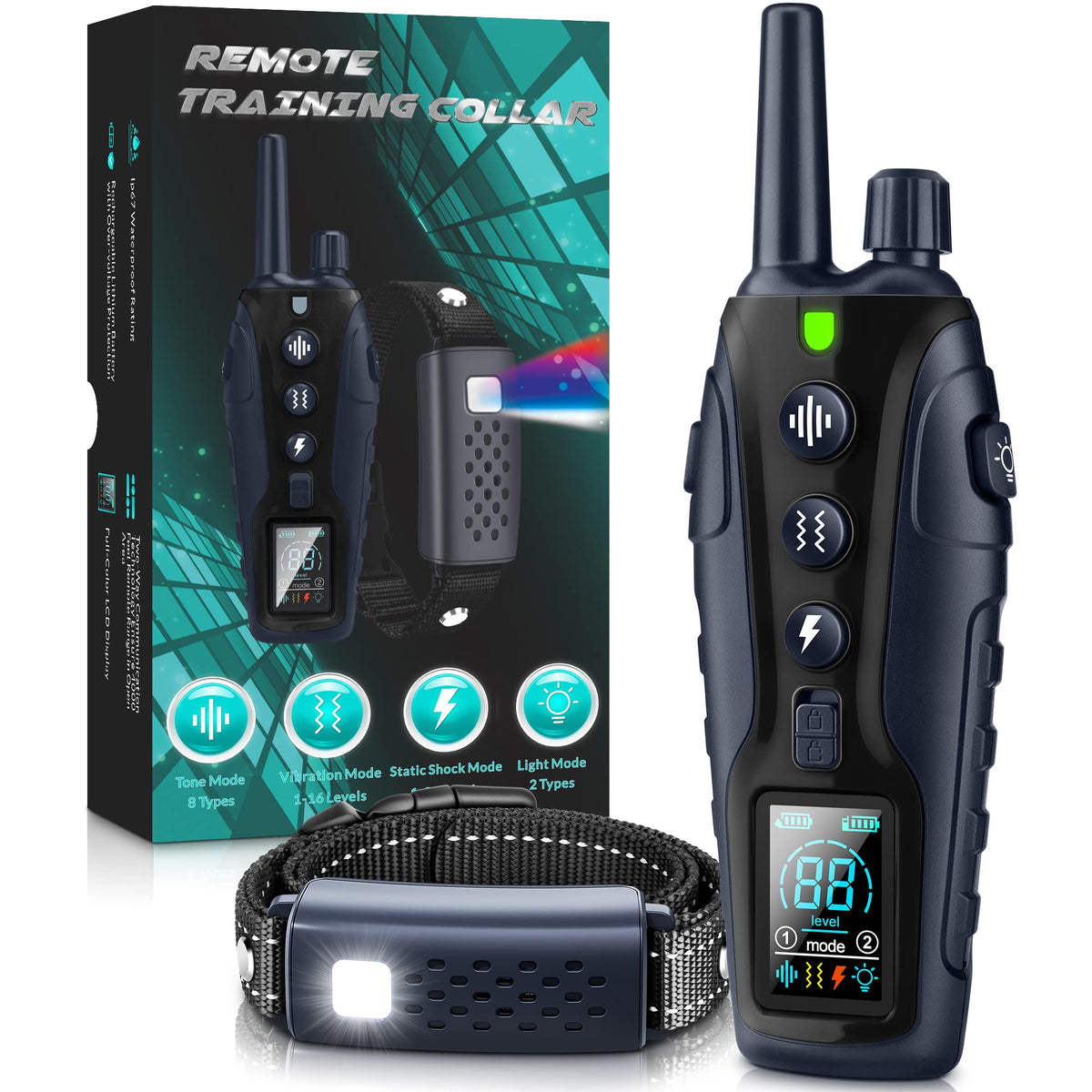 Waterproof Rechargeable Dog Training Collar with Remote W11528