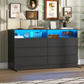 Black 6 Drawer Wood Dresser R544663