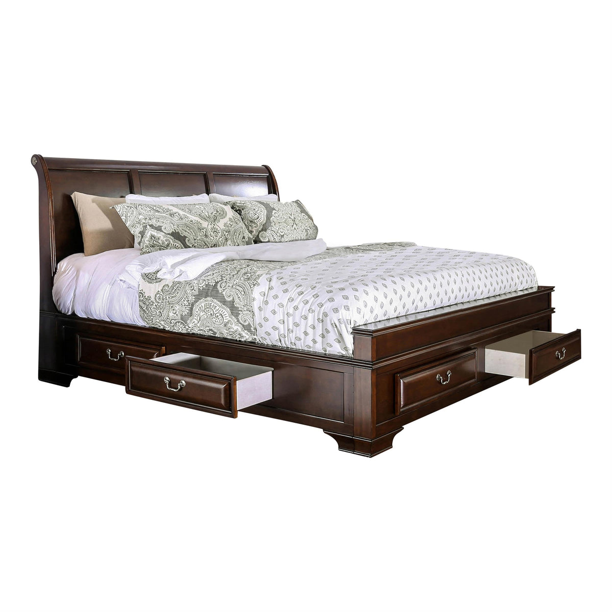 Brown Cherry California King Storage Bed L48514