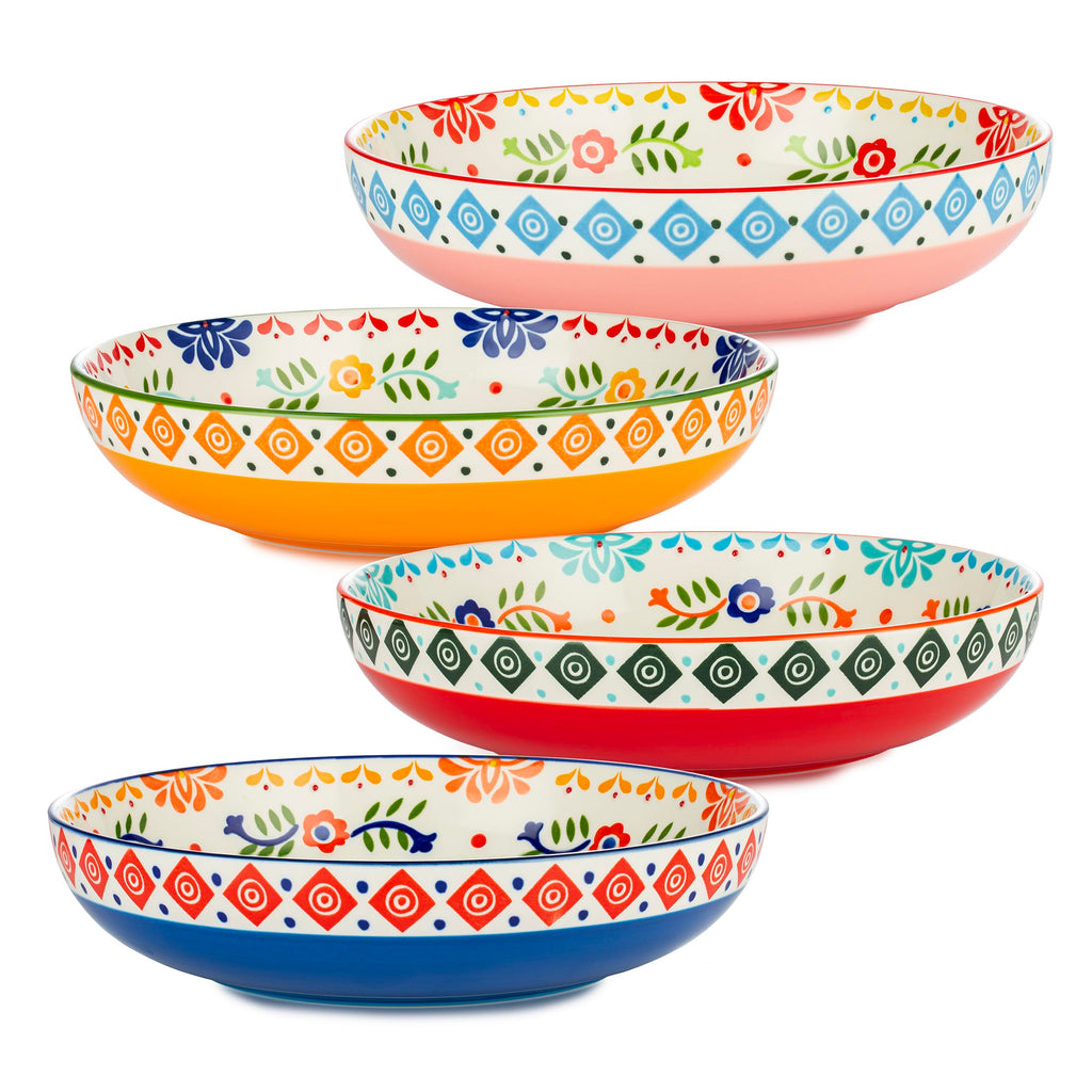 36 OZ Shallow Ceramic Dinner Bowls Set of 4 L580