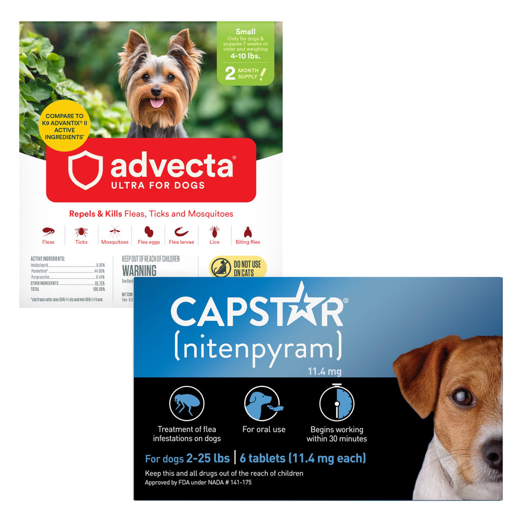 Flea and Tick Prevention for Small Dogs 4-10 lbs (2 Doses) + Flea Treatment for Dogs 2-25 lbs (6 Doses) S330