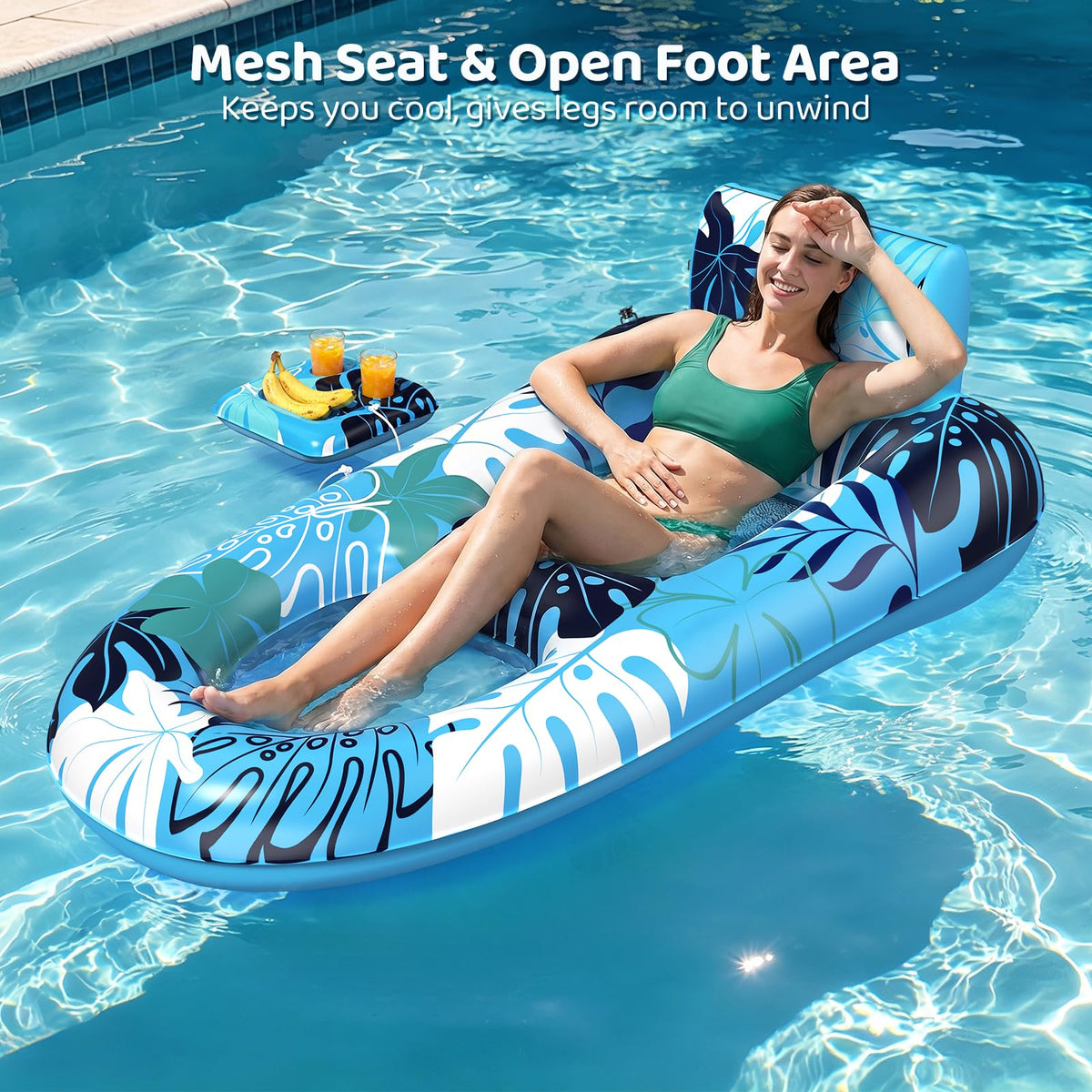 2 Pack Inflatable Pool Floats with Cup Holders J1437