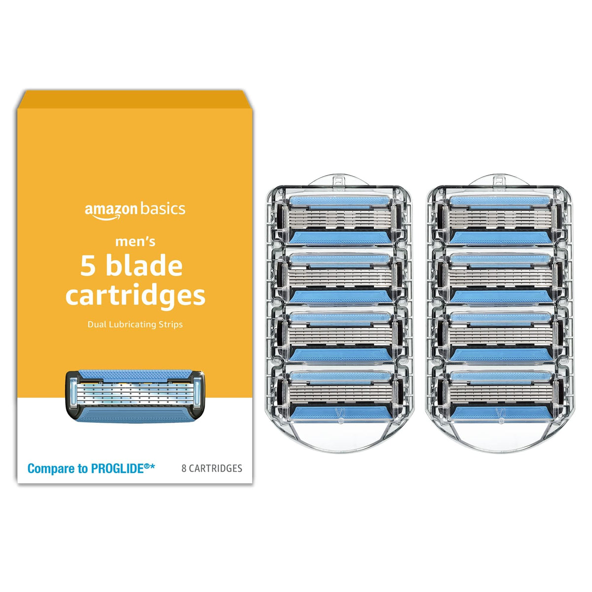 5-Blade Razor Blade Refills with Dual Lubrication, 8 Cartridges C9005
