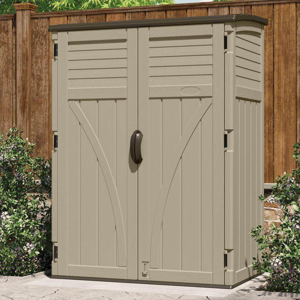 Water Resistant Resin Vertical Outdoor Storage Shed 54 cu. ft. J543182