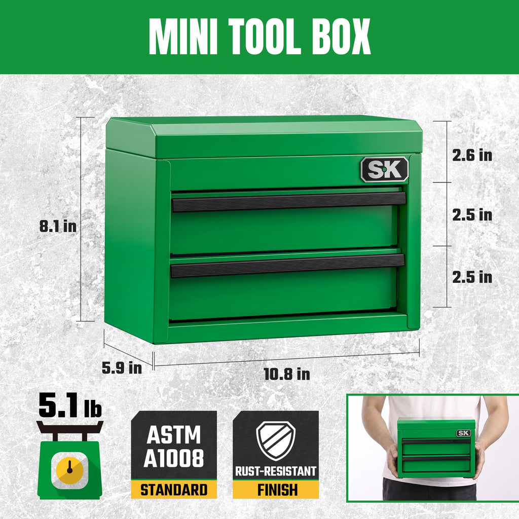 Mini Metal Tool Box with 2 Drawers Z519