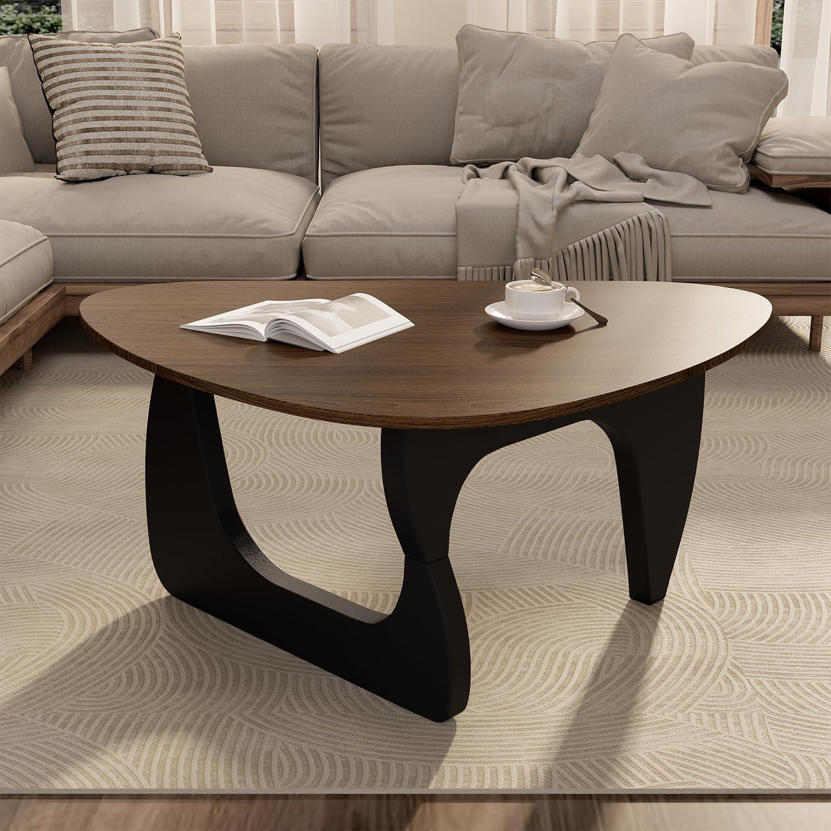 Wood Coffee Table with Wooden Top & Unique Base F5068
