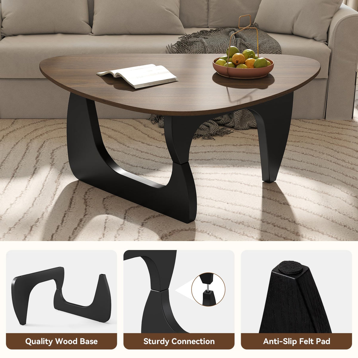 Wood Coffee Table with Wooden Top & Unique Base F5068
