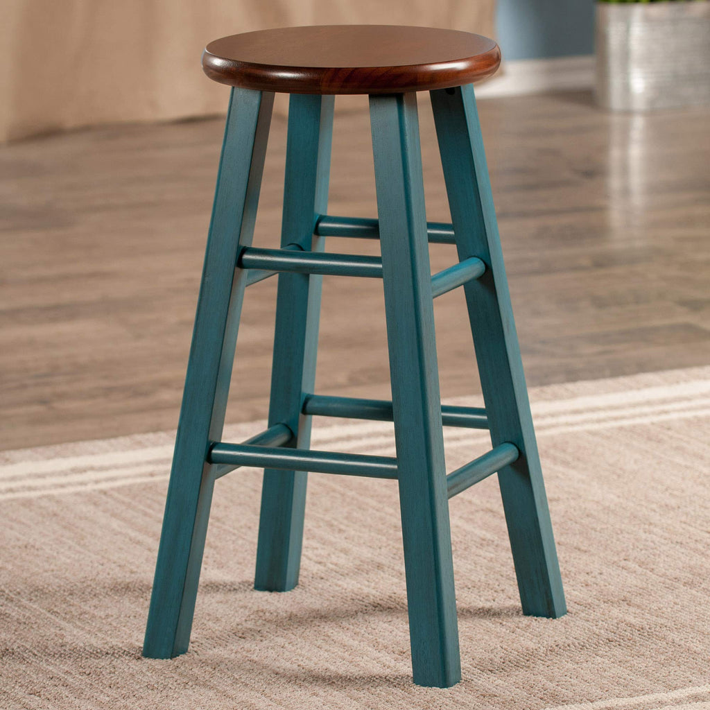 Rustic Teal Walnut Stool P186