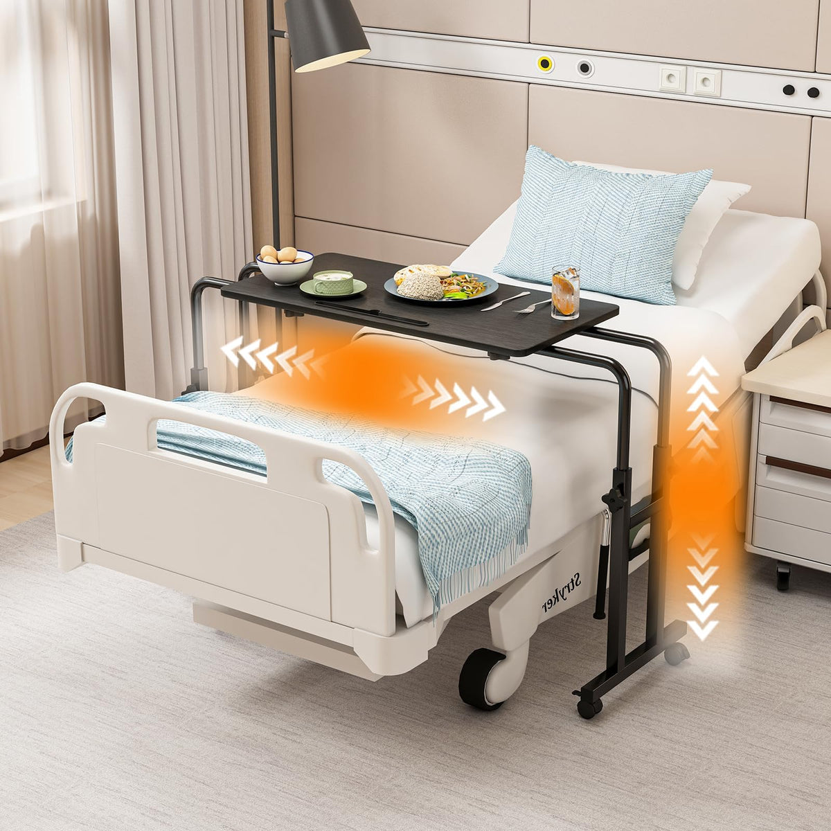 Adjustable Overbed Table with Wheels T293634