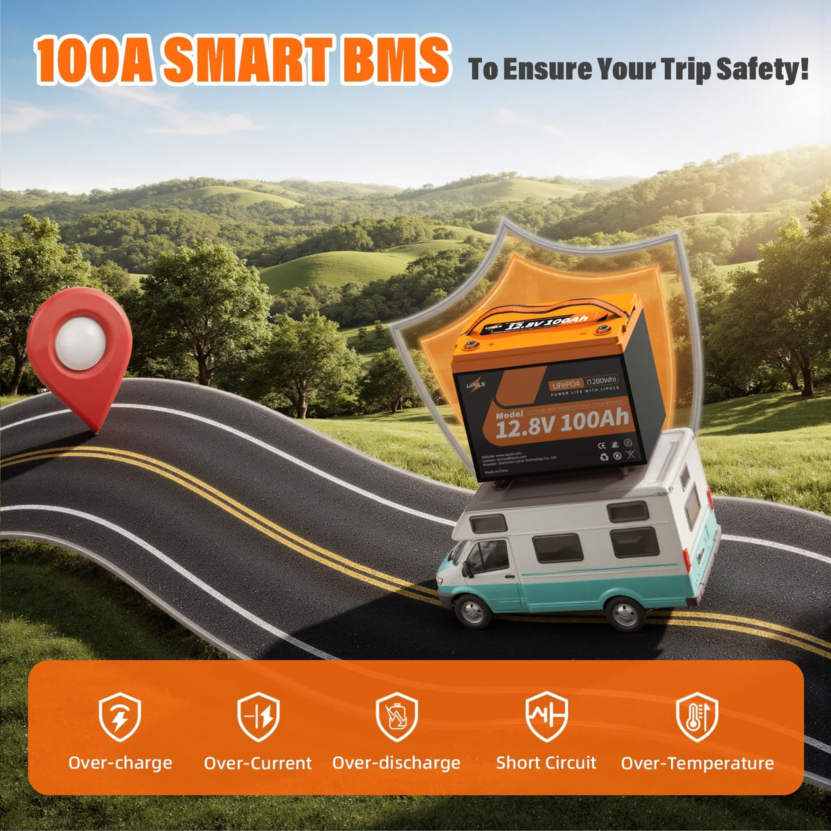 12.8V 100Ah LiFePO4 Deep Cycle Battery E77711