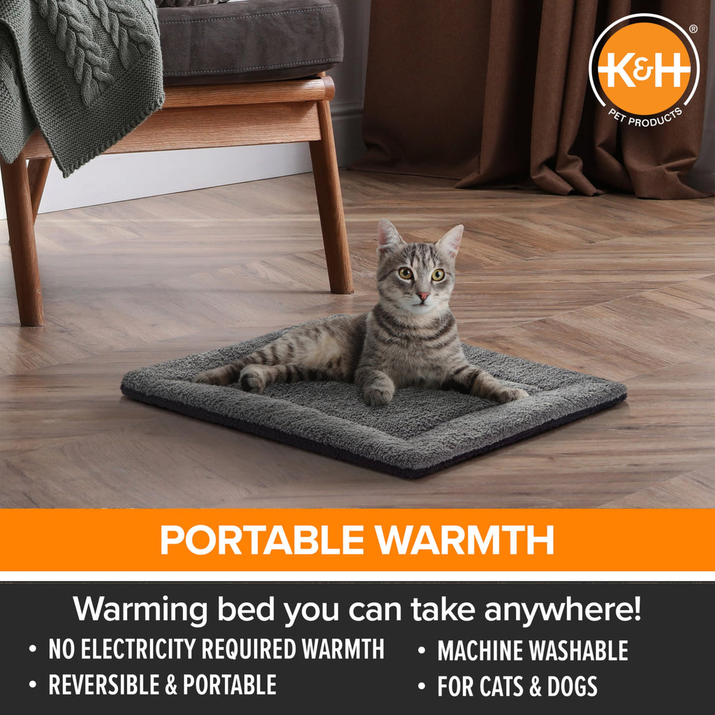 Self-Warming Cat Bed Pad Small 21 X 17 Gray Black F5147