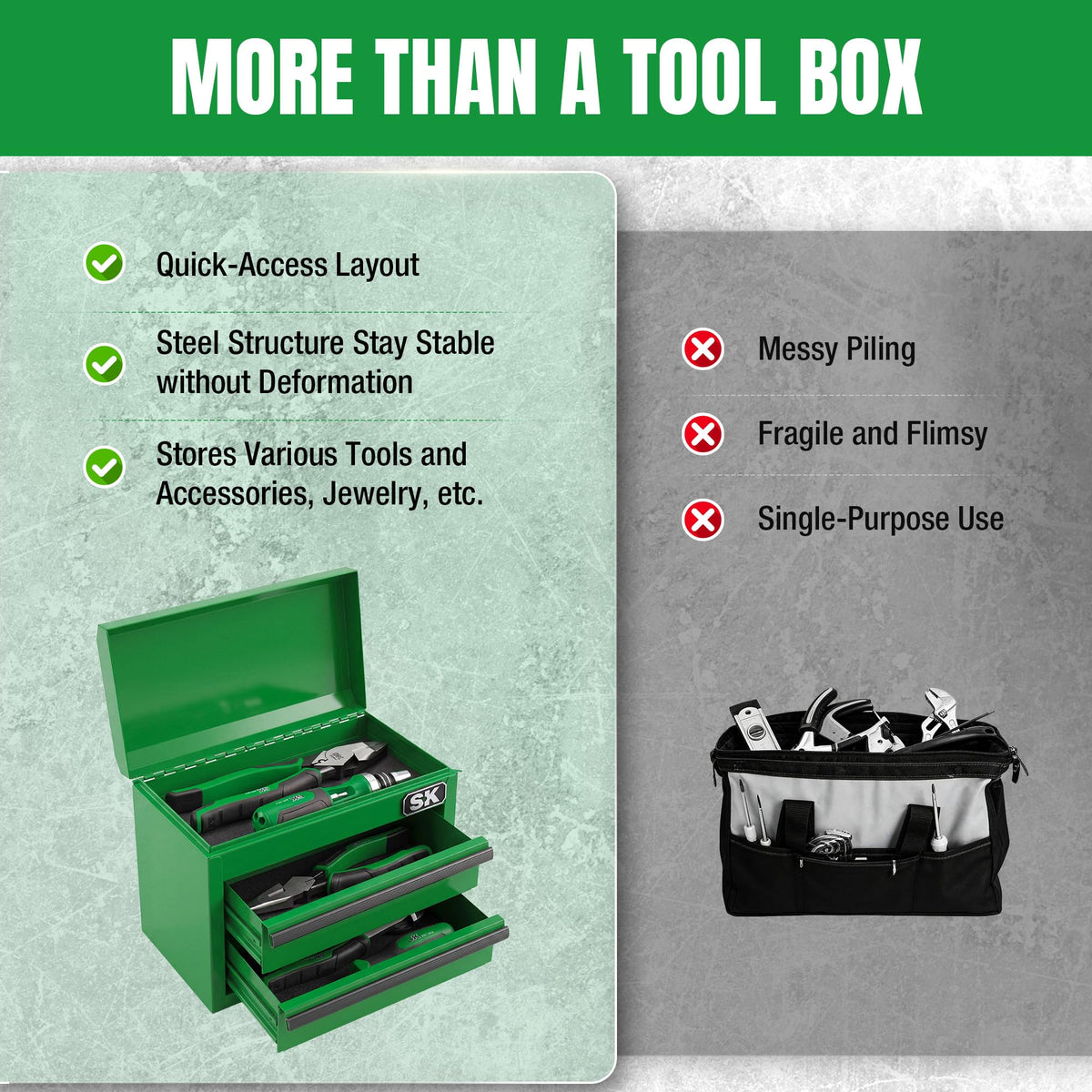 Mini Metal Tool Box with 2 Drawers Z519