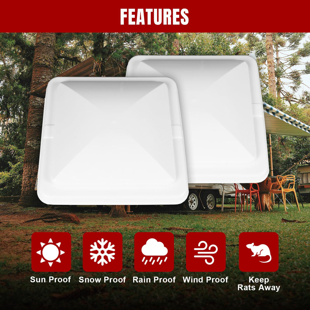 2 Pack 14 Inch White RV Vent Covers J38325