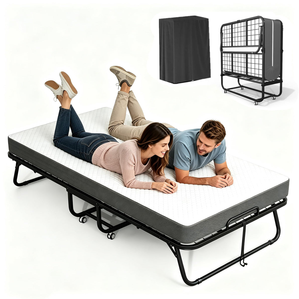 75” x 38” Folding Bed with 5" Memory Foam Mattress M89661