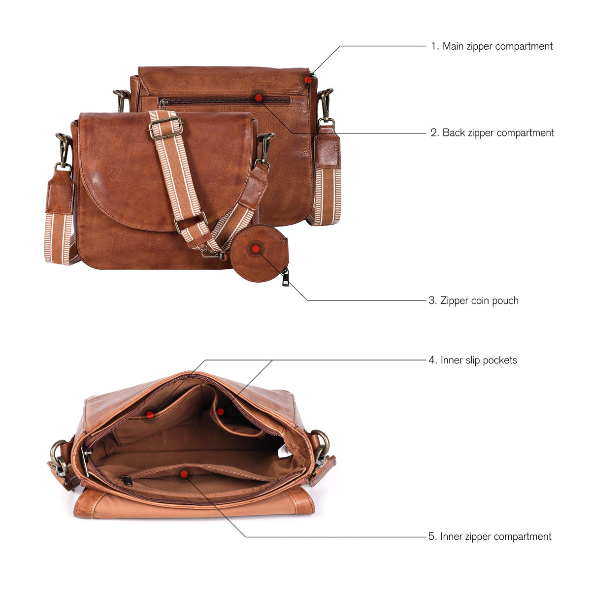 Genuine Leather Crossbody Bag X97277