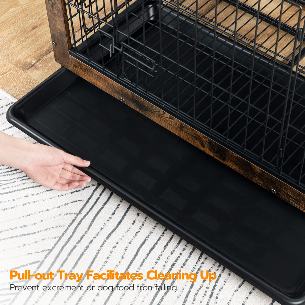 38.6" Wooden Dog Crate Furniture with Pull-Out Tray V111256