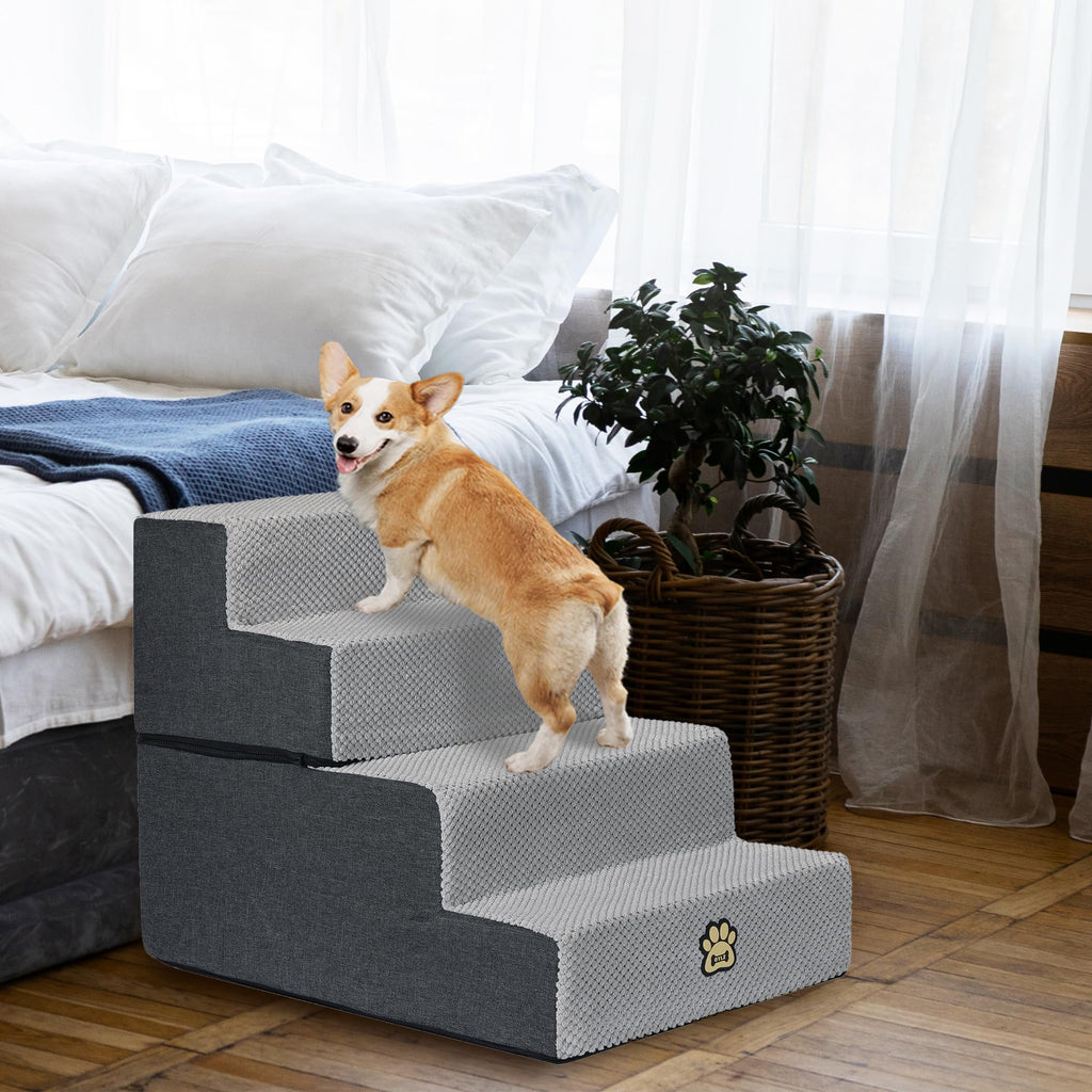 4-Step Foam Dog Stairs, 18-Inch, Gray D90851