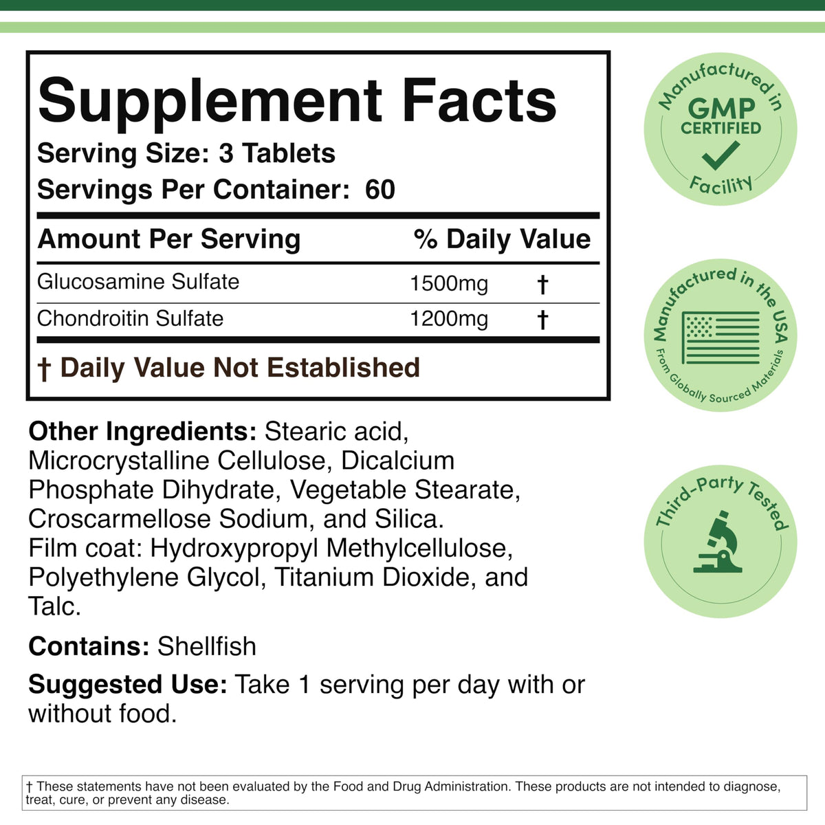 Glucosamine Chondroitin Sulfate 180 Tablets T85913