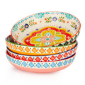 36 OZ Shallow Ceramic Dinner Bowls Set of 4 L580