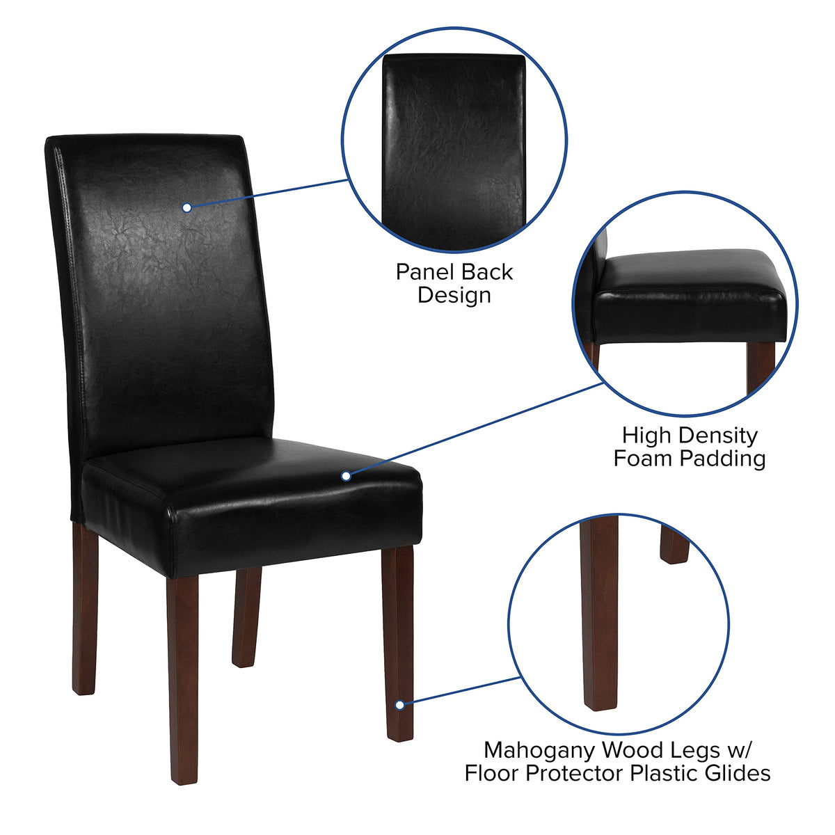 Black Faux Leather Parsons Chair M14192
